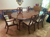 High Quality Solid Wood Dining Table w/ 6 Chairs, 91in x 45in Long w/ 2 Leaves