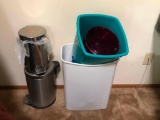 2 Stainless Steel Trash Cans and 4 Plastic Trash Cans
