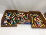 3 Boxes Full of Advertising Pens and Pencils