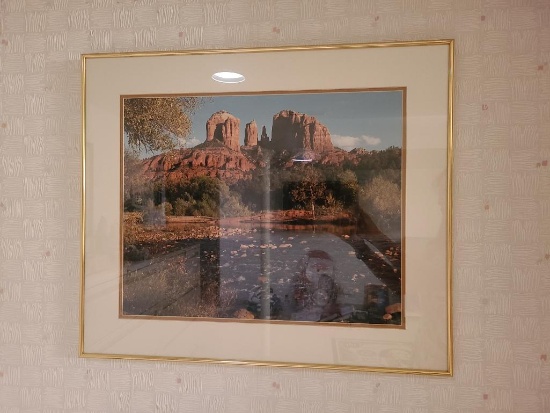 Framed Nature Scenic Picture 22" x 26" Red Rock Crossing Sedona Arizona