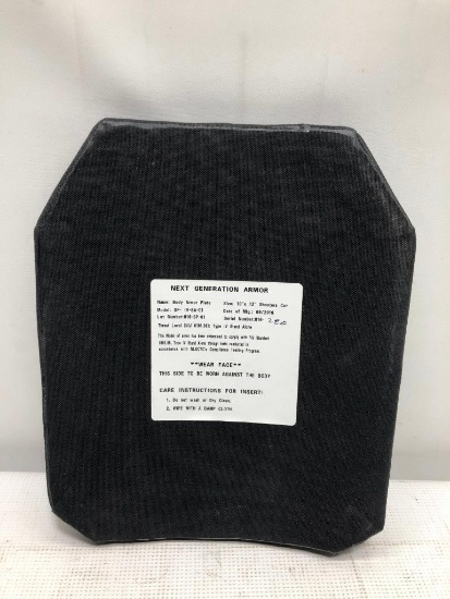 Next Generation Armor Body Armor Plate, Size 10in x 12in Shooters Cut