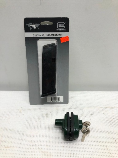 1 Glock Perfection G22/35-40 15RD Magazine and Noble Guard Gun Lock w/ Key