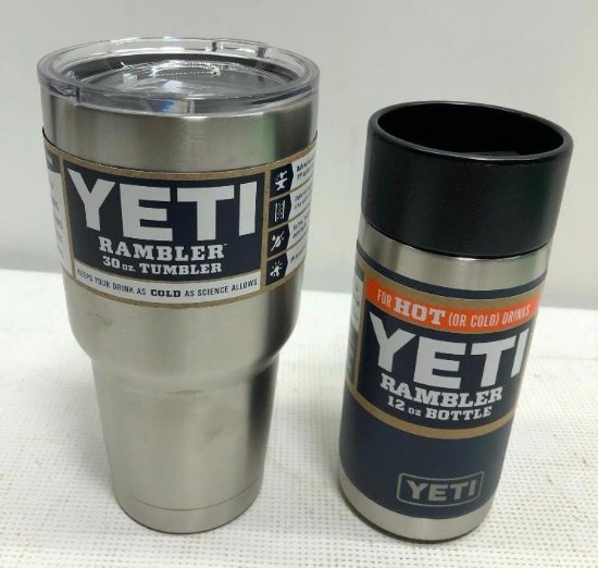 YETI Rambler 30oz Tumbler Stainless Steel , YETI Rambler 12oz Bottle Navy