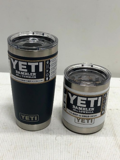 YETI Rambler 10oz Lowball White, YETI Rambler 20oz Tumbler Navy