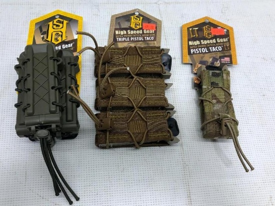 High Speed Gear Poly X2R Taco Univ Mount Coyote BWN, HSG Triple Taco Molle, Pistol Taco Molle