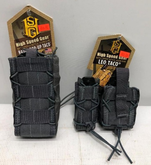 2 Items, High Speed Gear Leo Platform -Open Molle, Radio Taco Molle, Wolf Gray