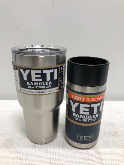 YETI Rambler 30oz Tumbler Stainless Steel , YETI Rambler 12oz Bottle Navy