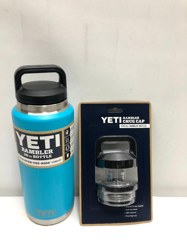 2 Items: YETI Rambler 36oz Bottle, Reef Blue