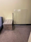 Mirrored Cube Seat or Table, Plexiglass Divider