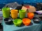 Lot of 22, 8 OZ MOLCAJETE MEDIANO Salsa Caddy - 4 Different Colors, Like New, Clean