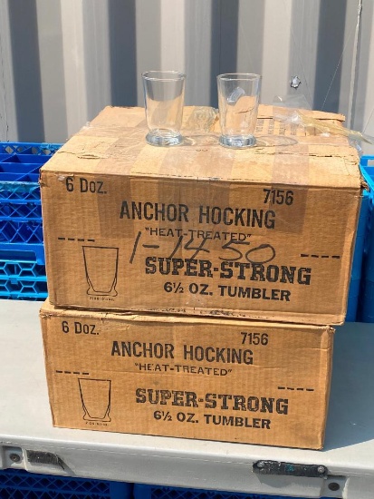 12 Dozen (144) Anchor Hocking Heat Treated Super Strong 6-1/2oz Tumbler Glasses No. 7156