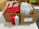 Large Selection of Red and Clear 24oz Squeeze Bottles, 24 Red, 18 Clear