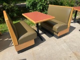 Two End Cap Single Booths and Table w/ Single Pedestal Base
