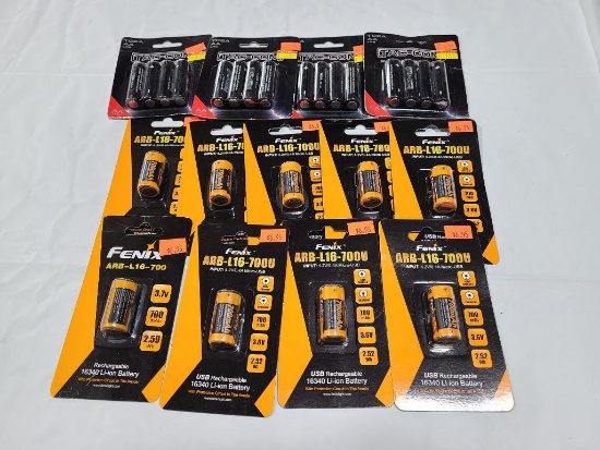 Lot of 13; (4) 4pk AA Batteries, (9) Fenix ARB-L16-700U Rechargeable Batteries
