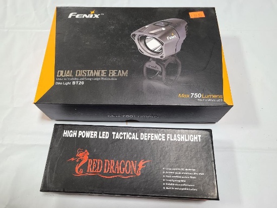 Lot of 2; FENIX Dual Distance Beam Bike Light BT20 & Red Dragon Tactical Light