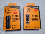 Lot of 2; FENIX Portable Flashlights Model E18R & E16