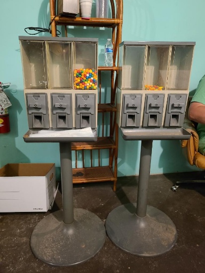 Lot of 2 Candy Vending Machines, No Keys, Some Change Inside