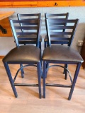 4 MTS Seating Metal Ladder Back Restaurant Bar Stools w/ Cushioned Seat 4x$