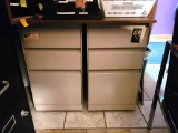 2 Small 2-Drawer File Cabinets w/ Wood Insert for the Top