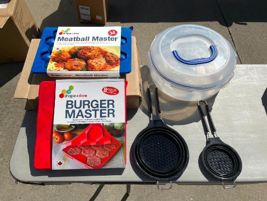 NEW: Meatball Master, Burger Master by Shape & Store & New Covered Dish & Strainers