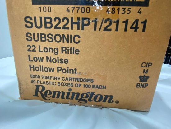 5,000 Rounds of Remington Rimfire Cartridges SubSonic 22 LR Low Noise Hollow Point