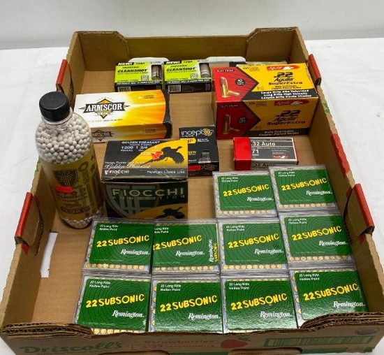 Assorted Ammo & More; 1,000 Remington 22 SubSonic, Fiocchi, Aguila & 6mm BB