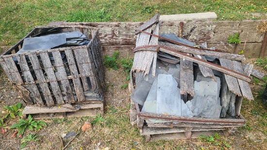 Two Large Pallets of Reclaimed Slate Tile Roofing Tiles