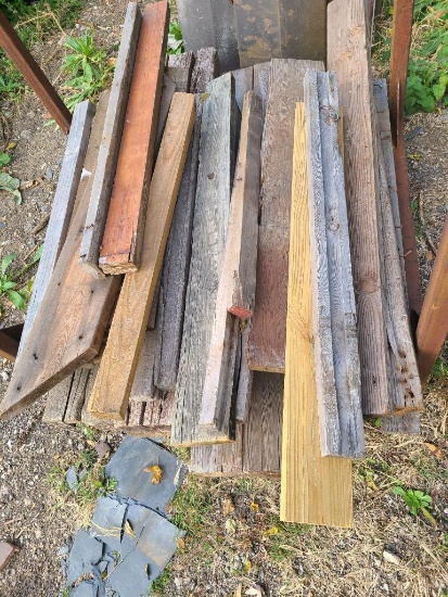 Iron Rack w/ Misc. Reclaimed Wood Timbers and Boards