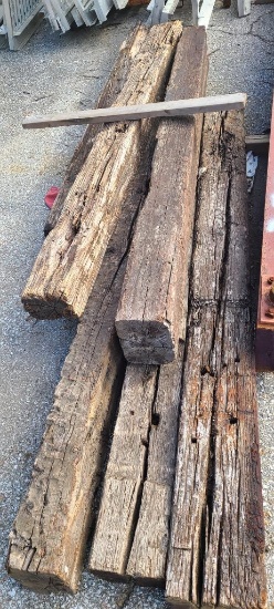 Six Rough Reclaimed Wood Beams, Some 9in x 7in x 100in (+)