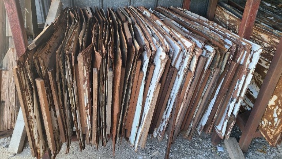 Section of Early Tin Ceiling Panels, 24in x 48in - 50+ Pieces Per Lot