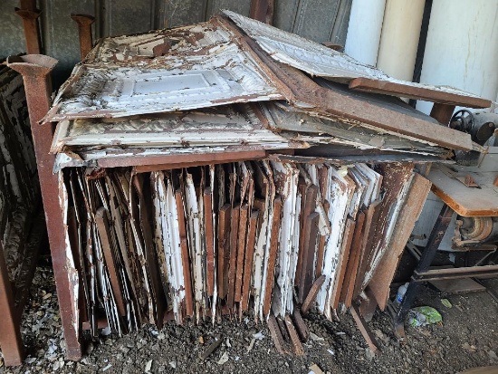 Section of Early Tin Ceiling Panels, 24in x 48in - 50+ Pieces Per Lot