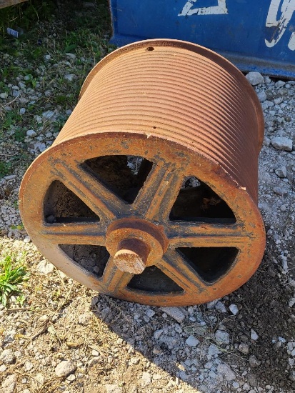 Antique Cast Iron Flywheel Belt Pulley, 25in x 18in