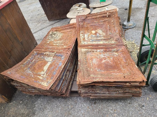 Pallet of Reclaimed Tin Ceiling Tiles