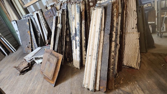 Large Selection of Antique Tin Ceiling Trim, Moulding and Panels