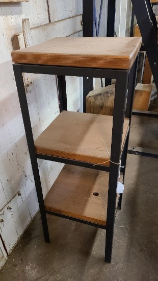 Reclaimed Wood and Steel 3-Tier Table or Stand, 15in x 15in x 41in
