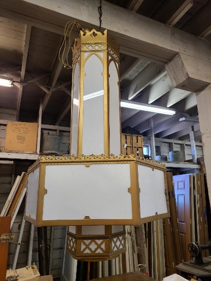 Large Early Cathedral Light Fixtures from St Agnes Church in South O - 50in Long, 34in Widest