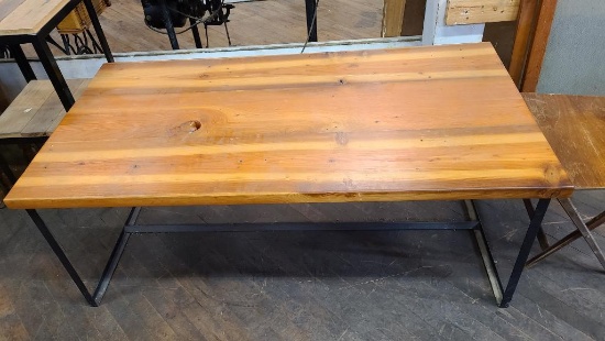 Reclaimed Iron and Wood Industrial Coffee Table, 56in x 28in x 22in High