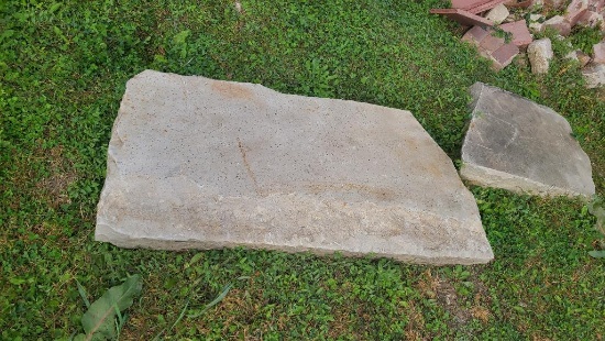 Five Misc. Large Landscaping Stones, Granite Like Pieces and Flat Curb Stone
