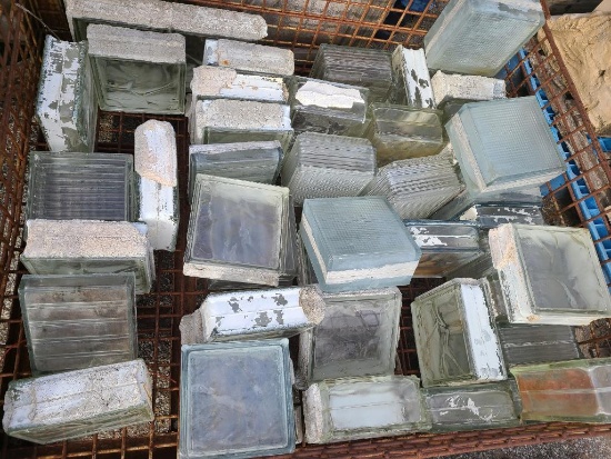 45+- Pieces of Architectural Salvage Glass Block (Basket Not Included)