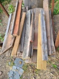 Iron Rack w/ Misc. Reclaimed Wood Timbers and Boards