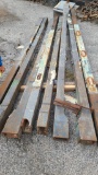7 Matching Art Deco Cast Iron Columns, 150in, From Omaha Building w/ 2 Horizontal Cast Iron Beams