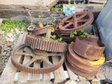 Pallet of Old Cast Iron Sprockets and Pulleys, Misc. Sizes