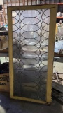 Antique Leaded Glass Window, Ornate Design, 60in x 30in, Curved Panels, Complete
