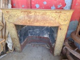 Early Crescent Fireplace Insert, Metal, Decorated Ornate Embossed 32in x 30in