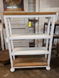 Reclaimed Shop Made Iron and Pine Shelf / Book Shelf, 34in x 10in x 50in High