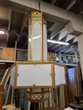 Large Early Cathedral Light Fixtures from St Agnes Church in South O - 50in Long, 34in Widest