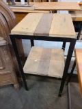 Reclaimed Wood and Steel 2-Tier Table or Stand, 15in x 15in x 31in