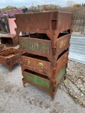 Stack of Four: Steel Material Handing Baskets, Area for Forks to Lift - One Money for All Four