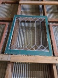 Lot of 2, Antique Leaded Glass Windows, 2 Sizes, Largest One 42in x 20in