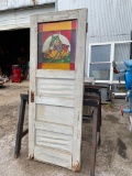 Antique Panel Door w/ Stained Glass Window, Damage to Bottom of the Door